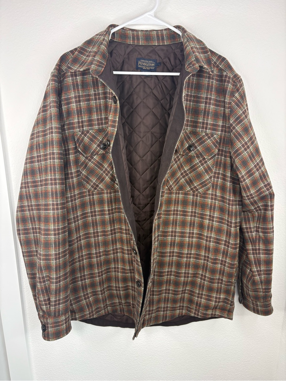 Pendleton Men’s Brown Plaid Virgin Wool Shirt Jacket